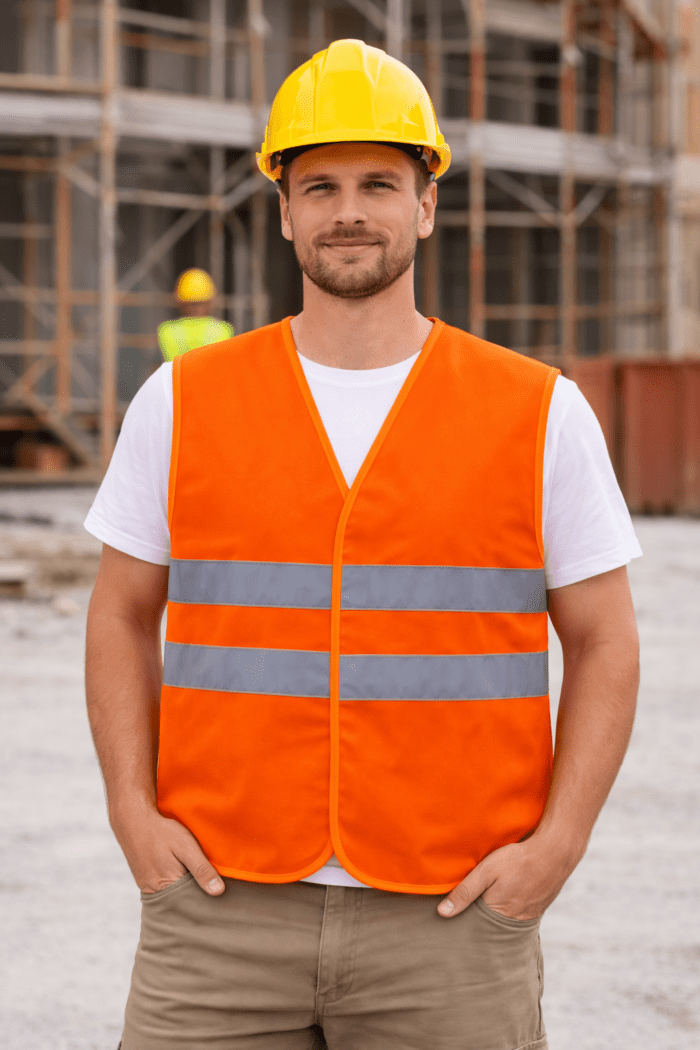 Turuncu Reflektif Güvenlik Yeleği – Çift Bantlı Hafif Saha Modeli - Görsel 2
