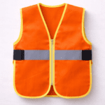 Turuncu çocuk güvenlik yeleği reflektörlü önden görünüm