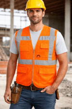 Turuncu Fileli Reflektif Teknik Yelek – Çok Cepli Nefes Alabilir Saha Modeli - Görsel 2