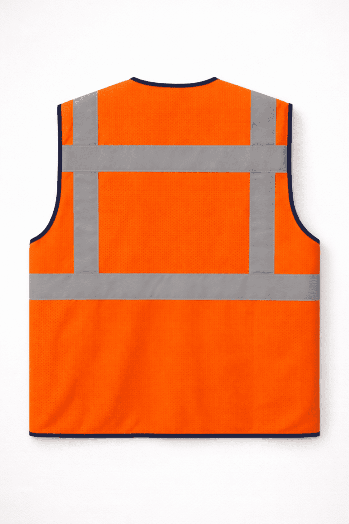 Turuncu Reflektif Çalışma Yeleği – Çok Cepli Endüstriyel Saha Modeli - Görsel 3
