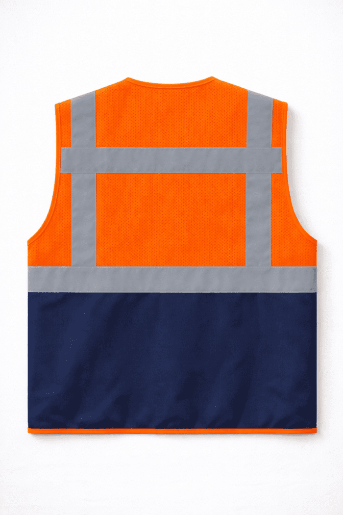 Turuncu Fileli Reflektörlü Yelek – Nefes Alabilir Çok Cepli Şantiye ve Saha Yeleği - Görsel 3