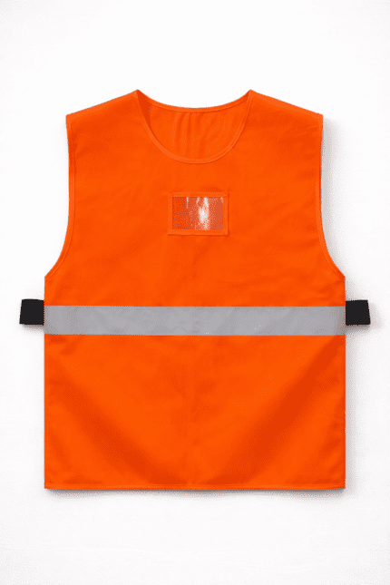 Turuncu Reflektörlü İş Güvenliği Yeleği hafif tasarım önden görünüm