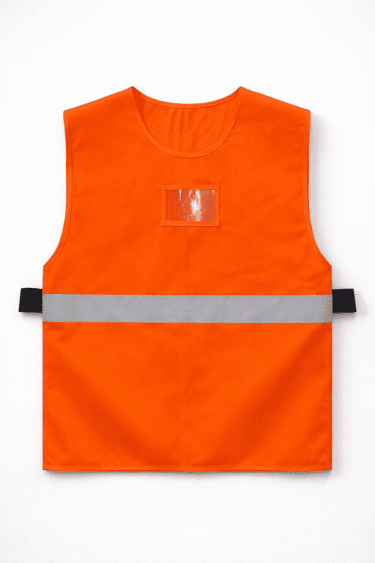 Turuncu Reflektörlü İş Güvenliği Yeleği hafif tasarım önden görünüm