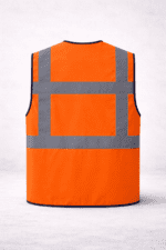Turuncu Reflektörlü İş Güvenliği Yeleği – Çok Cepli Hi-Vis Şantiye Yeleği - Görsel 3