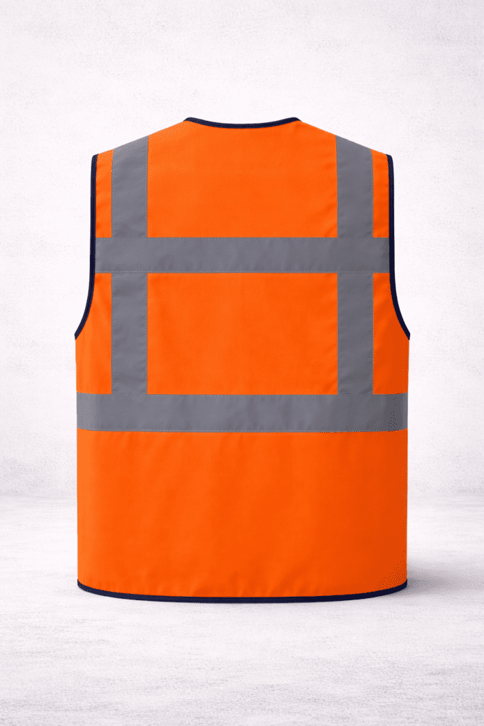 Turuncu Reflektörlü İş Güvenliği Yeleği – Çok Cepli Hi-Vis Şantiye Yeleği - Görsel 3