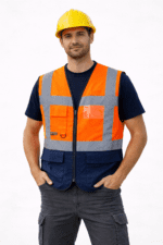 Turuncu Reflektif Teknik Yelek – Çok Cepli Profesyonel Saha Yeleği - Görsel 2