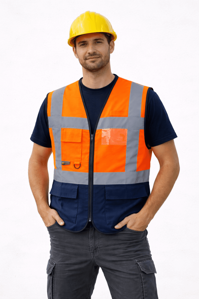 Turuncu Reflektif Teknik Yelek – Çok Cepli Profesyonel Saha Yeleği - Görsel 2