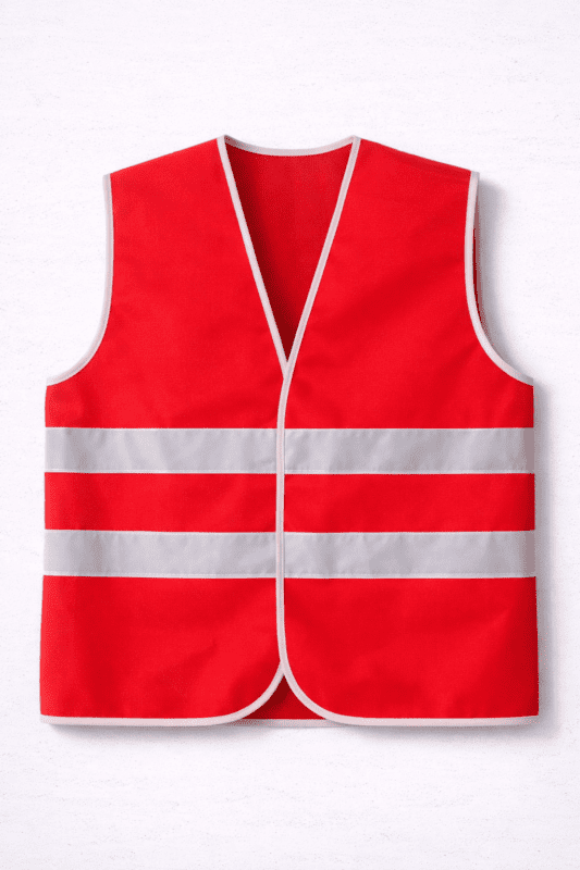 Kırmızı çift şerit yelek