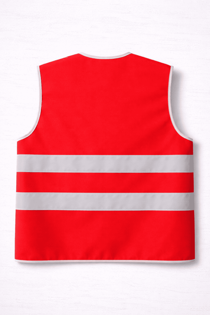 Kırmızı Çift Şerit Reflektif Yelek – Hafif Trafik ve Saha Uyarı Yeleği - Görsel 3