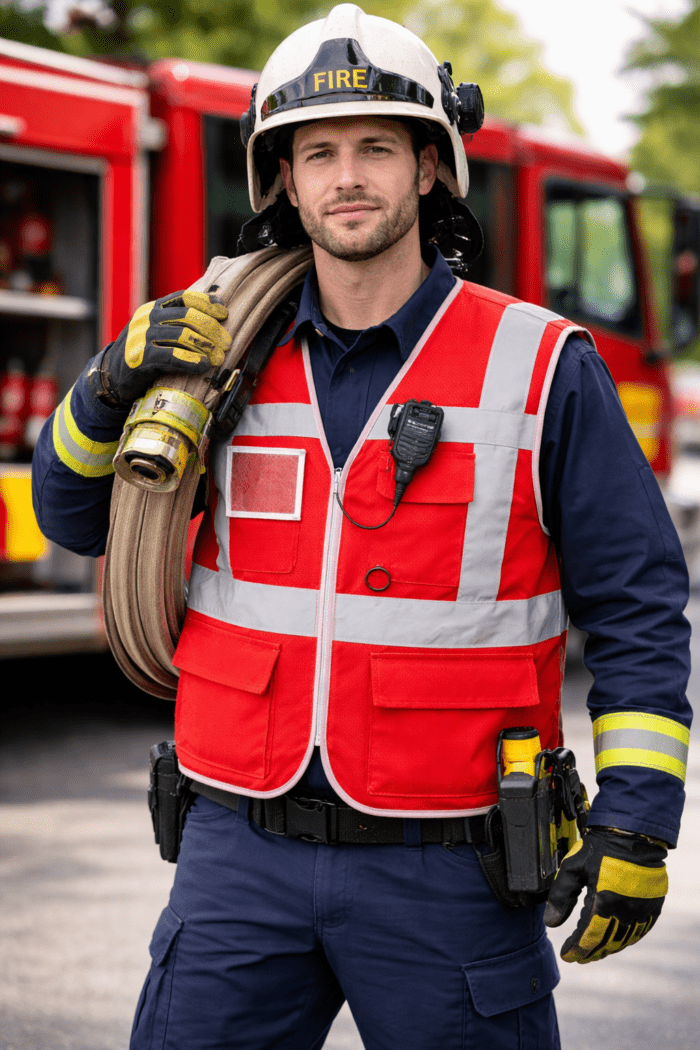 Kırmızı Fileli Reflektörlü İş Güvenliği Yeleği – Çok Cepli Yazlık Model - Görsel 2