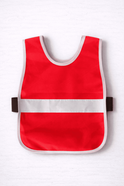 Çocuk güvenlik yeleği kırmızı reflektörlü önden görünüm