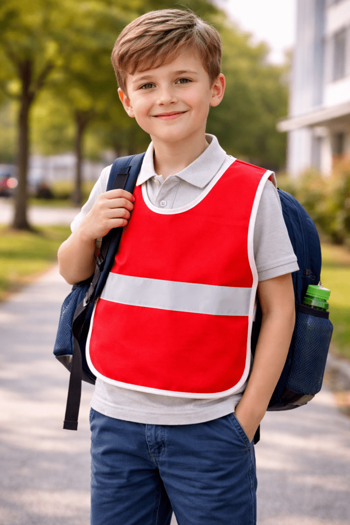 Çocuk Reflektörlü Güvenlik Yeleği – Kırmızı Yüksek Görünürlüklü Model - Görsel 3