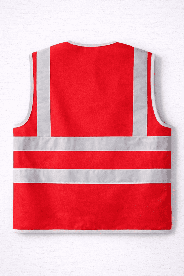 Kırmızı Reflektörlü İş Yeleği – Çok Cepli Hi-Vis Şantiye ve Saha Yeleği - Görsel 3