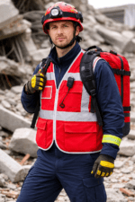 Kırmızı Reflektörlü İş Yeleği – Çok Cepli Hi-Vis Şantiye ve Saha Yeleği - Görsel 2