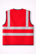 Kırmızı Reflektörlü İş Güvenliği Yeleği – Çok Cepli Yüksek Görünürlüklü Model - Görsel 2