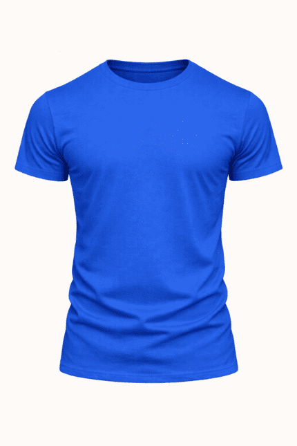 Mavi Penye Tişört Arka Görünüm - Logo Baskı Alanı