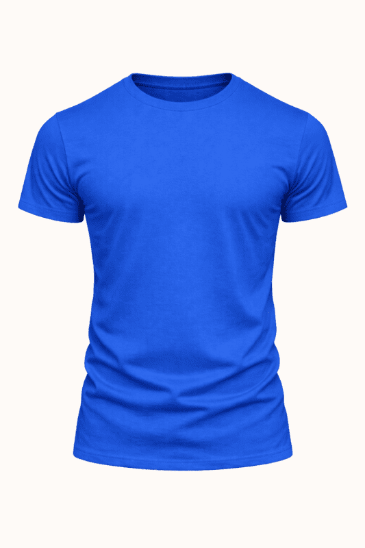 Mavi Penye Tişört Arka Görünüm - Logo Baskı Alanı