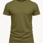 Haki yeşil yuvarlak yaka iş tişörtü önden görünüm penye kumaş ✅