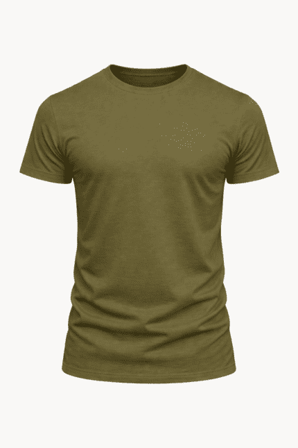 Haki yeşil yuvarlak yaka iş tişörtü önden görünüm penye kumaş ✅