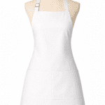 Beyaz profesyonel önlük önden görünüm temiz ve şık tasarım