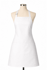 Beyaz profesyonel önlük önden görünüm temiz ve şık tasarım