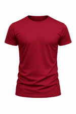 Bordo iş tişörtü bisiklet yaka önden görünüm pamuklu doku