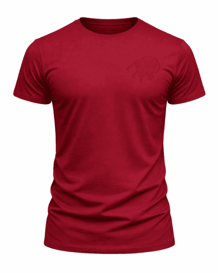 Bordo iş tişörtü bisiklet yaka önden görünüm pamuklu doku