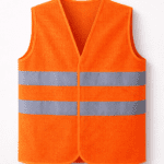 Turuncu fileli güvenlik yeleği çift bantlı nefes alabilir model önden görünüm