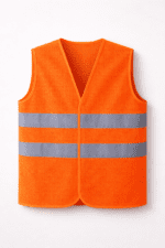 Turuncu fileli güvenlik yeleği çift bantlı nefes alabilir model önden görünüm