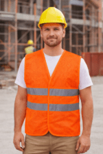 Turuncu Fileli Reflektif Güvenlik Yeleği – Çift Bantlı Nefes Alabilir Model - Görsel 2