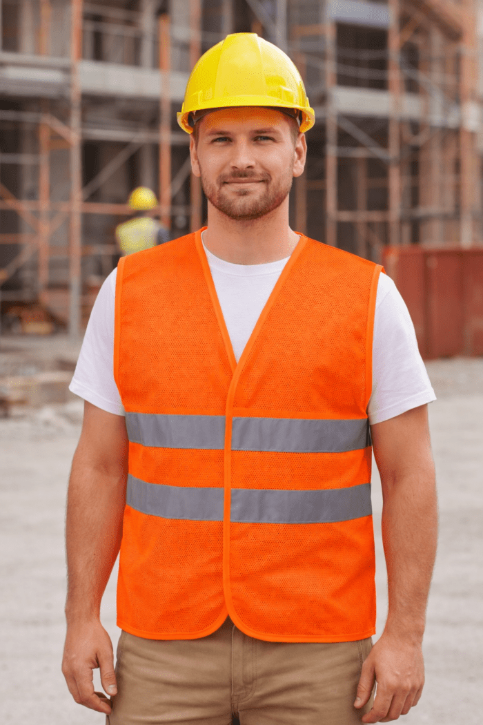 Turuncu Fileli Reflektif Güvenlik Yeleği – Çift Bantlı Nefes Alabilir Model - Görsel 2