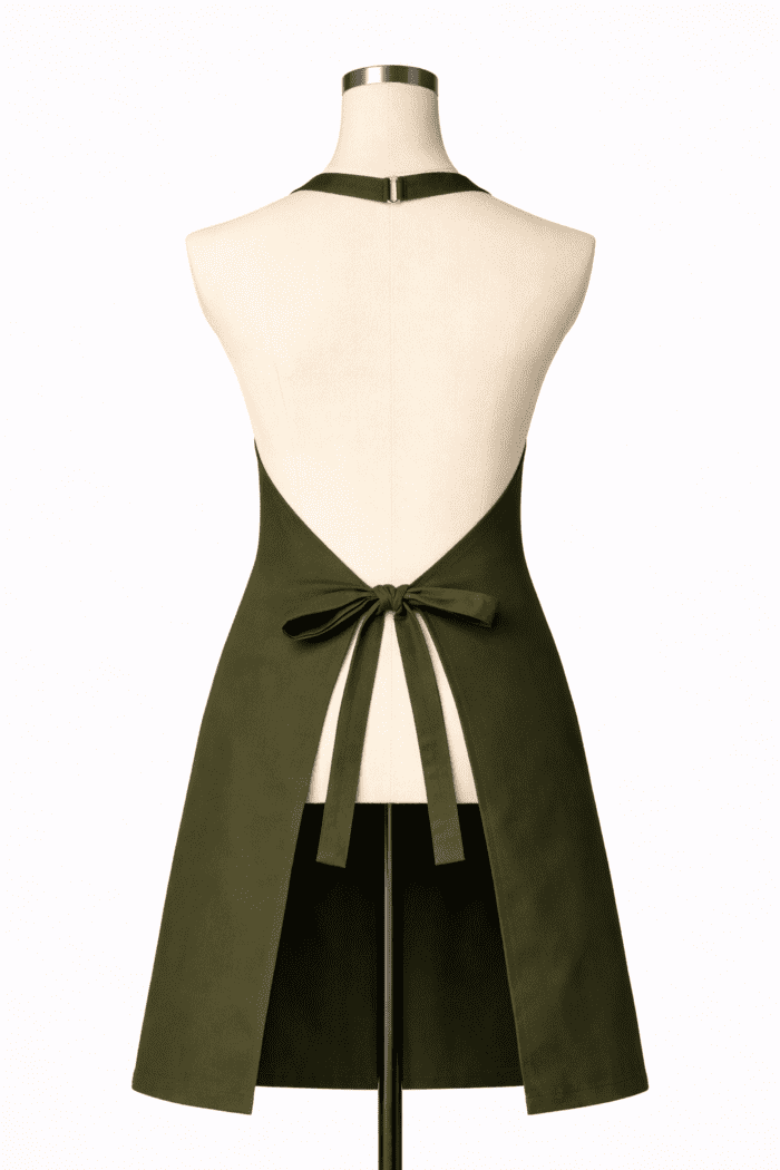 Haki profesyonel iş önlüğü sırt askı ve bağlama detayı