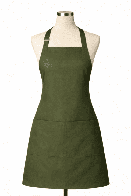 Haki profesyonel iş önlüğü önden görünüm doğal şık tasarım