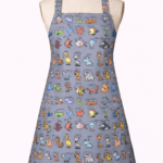 Hayvan desenli iş önlüğü önden görünüm sevimli figürler