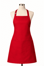 Kırmızı profesyonel iş önlüğü önden görünüm şık ve canlı tasarım