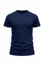 Lacivert iş tişörtü bisiklet yaka önden görünüm pamuklu doku