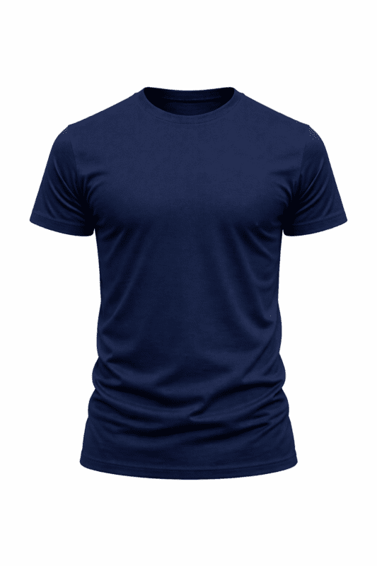 Lacivert iş tişörtü bisiklet yaka önden görünüm pamuklu doku