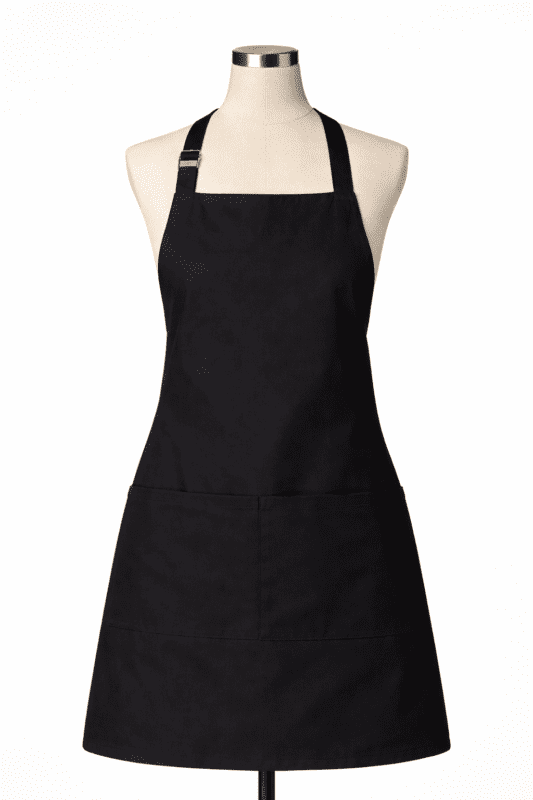 Siyah profesyonel iş önlüğü önden görünüm şık tasarım