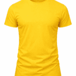 Sarı işçi tişörtü sıfır yaka önden görünüm