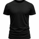 Siyah pamuklu iş tişörtü bisiklet yaka önden görünüm