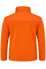 Turuncu softshell destekli polar sırt ve dikiş detayları