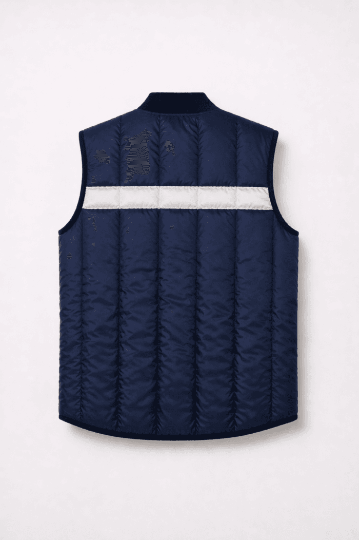 Kırmızı lacivert reflektörlü şişme yelek arka görünüm