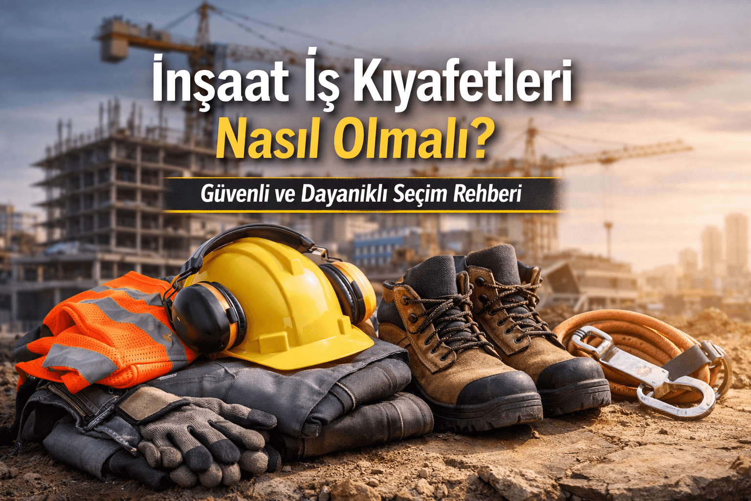 inşaat iş kıyafetleri için reflektörlü yelek, baret, iş ayakkabısı ve dayanıklı iş giyim ekipmanları