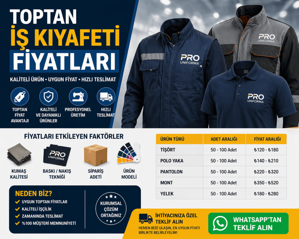 Toptan iş kıyafeti fiyatları 2026 listesi ve kurumsal sipariş maliyet hesaplama rehberi