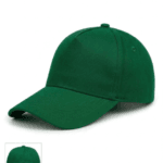 Logo baskısına uygun, ayarlanabilir çıtçıtlı pamuklu yeşil promosyon şapka.