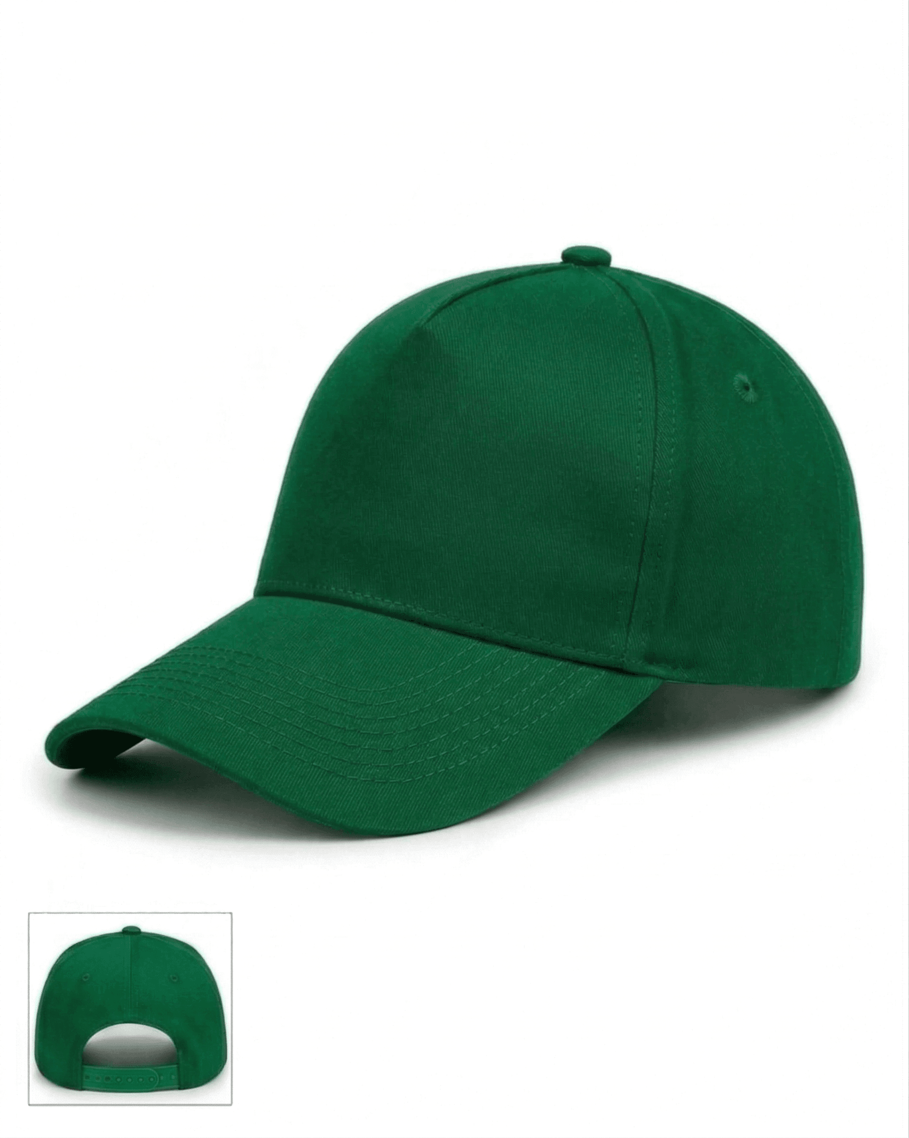 Yeşil Promosyon Şapka Logo baskısına uygun, ayarlanabilir çıtçıtlı pamuklu yeşil promosyon şapka.