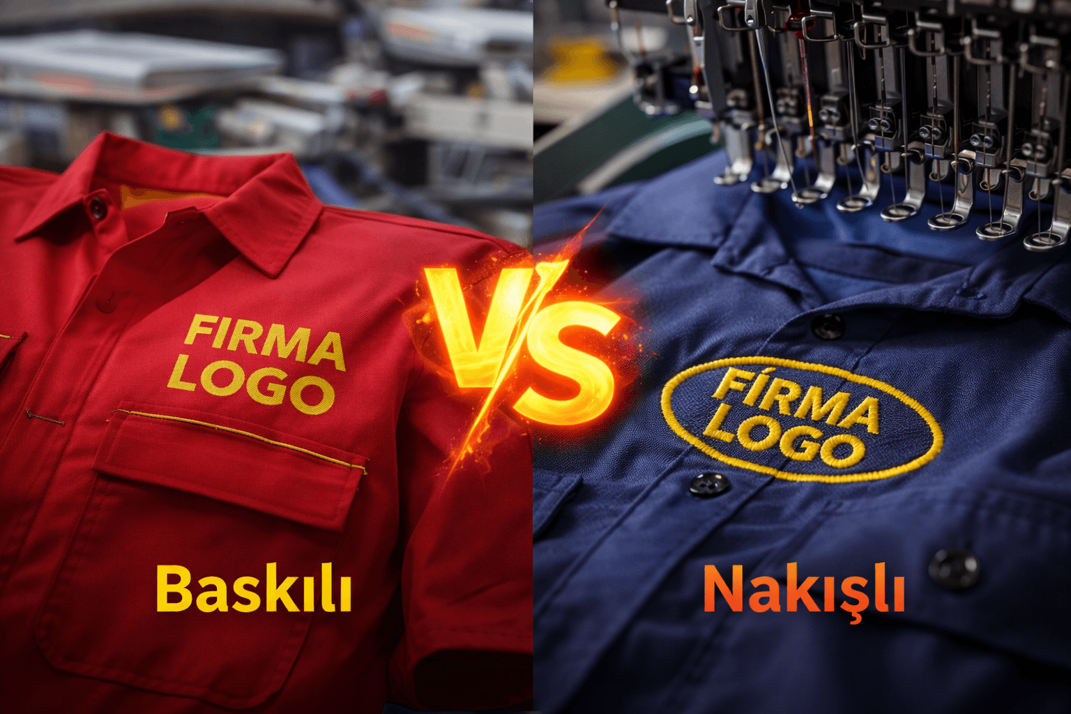 baskılı nakışlı iş kıyafetleri karşılaştırması logo baskı ve nakış detayları