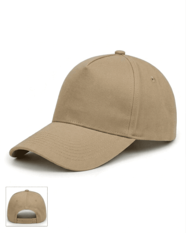 Baskı ve nakışa uygun ayarlanabilir çıtçıtlı pamuklu bej promosyon şapka