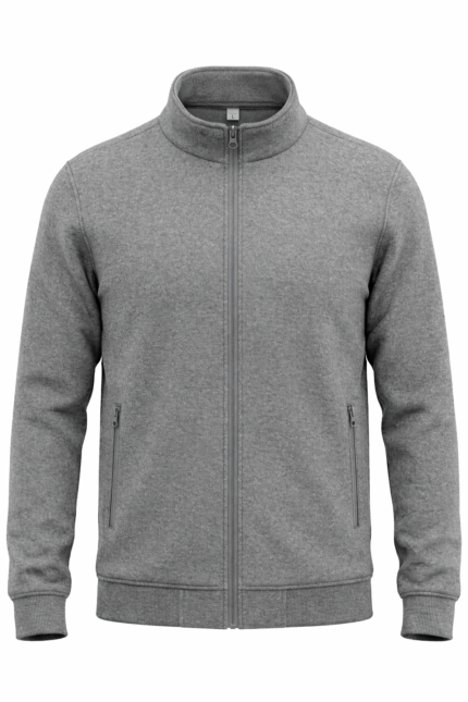 Erkek gri polar ceket önden görünüm kışlık mont tasarımı