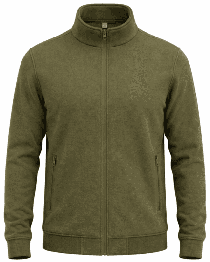 Erkek haki polar ceket önden görünüm kışlık outdoor modeli